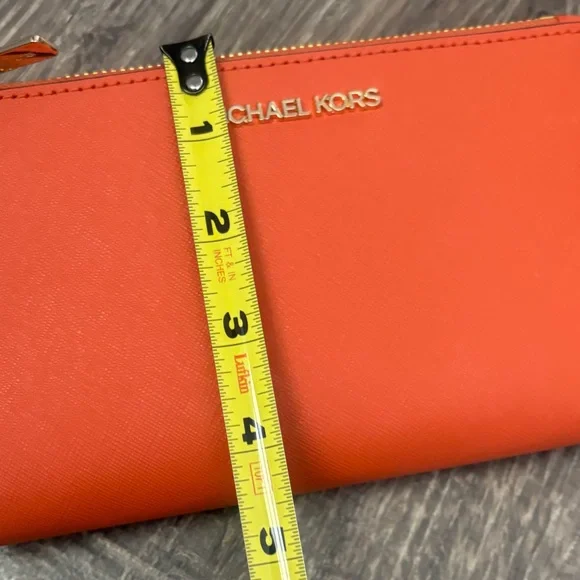 Michael Kors double zip wristlet /wallet jet set travel in tangerine NWT - Picture 8 of 10